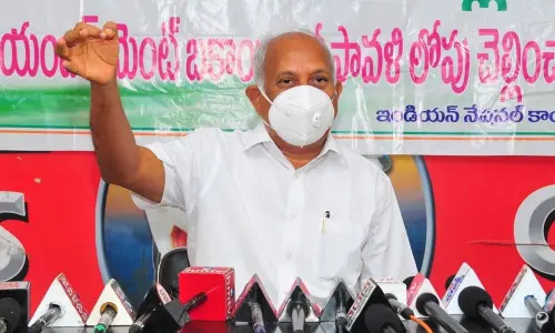 Former Union minister Chinta Mohan addressing a press meet in Ongole on Tuesday