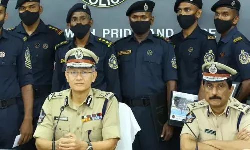 DGP D Gautam Sawang addressing a media conference at the state police office in Mangalagiri on Tuesday