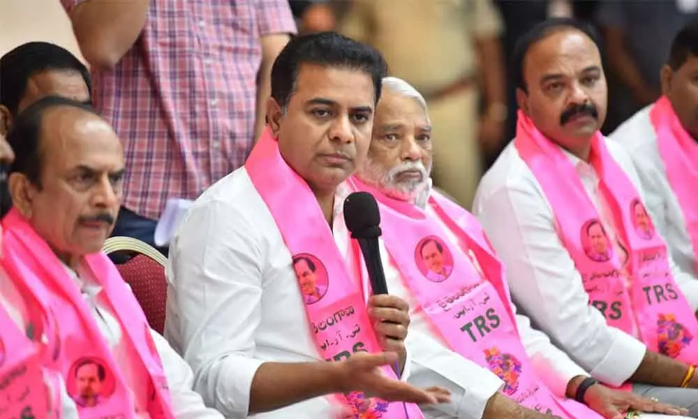 TRS working president KT Rama Rao at a meeting in Hyderabad on Wednesday