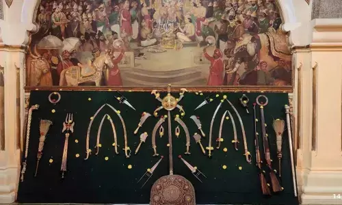 Ayudha puja performed at Mysuru Palace