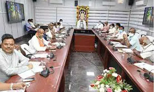TTD Additional Executive Officer A V Dharma Reddy speaking to media persons at Annamayya Bhavan in Tirumala on Thursday