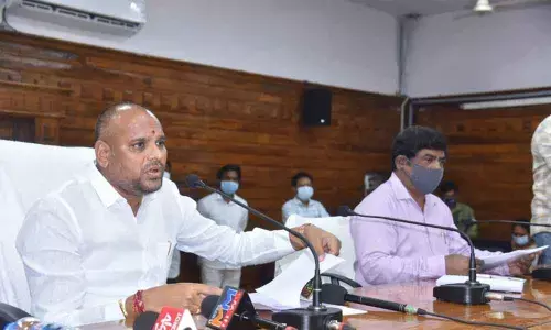 Chairman Majji Srinivasa Rao addressing Zilla Parishad members at a meeting in Vizianagaram on Saturday