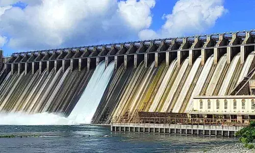 Water gushing out from two gates of Nagarjuna Sagar project