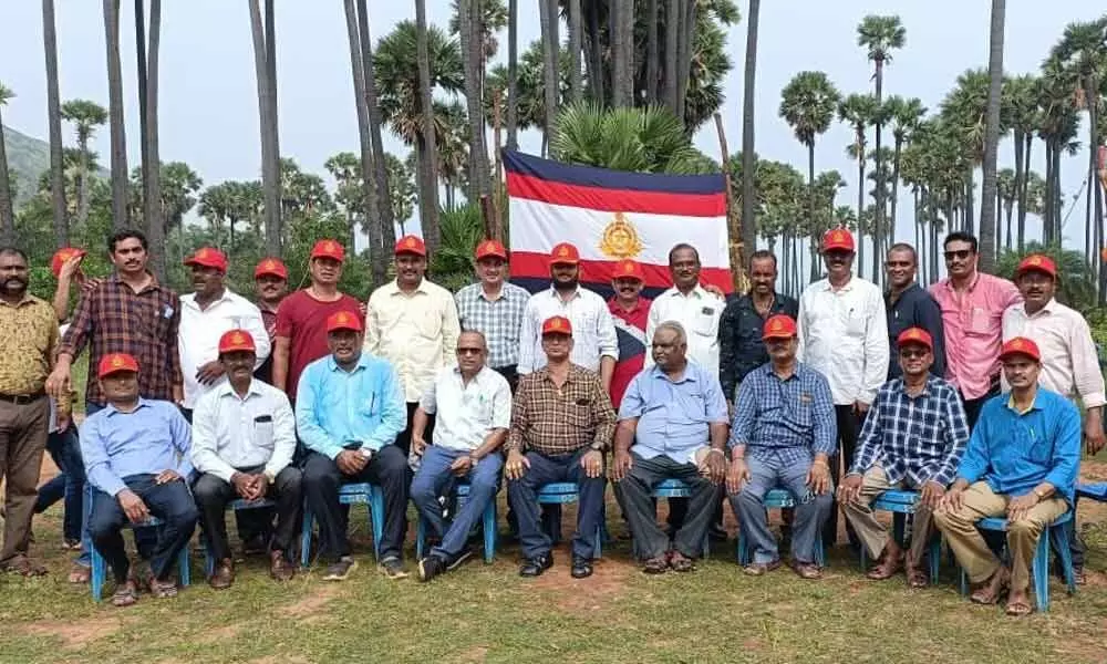 Military jawans and retired military police celebrate the 82nd Core Day at Yarada on Monday