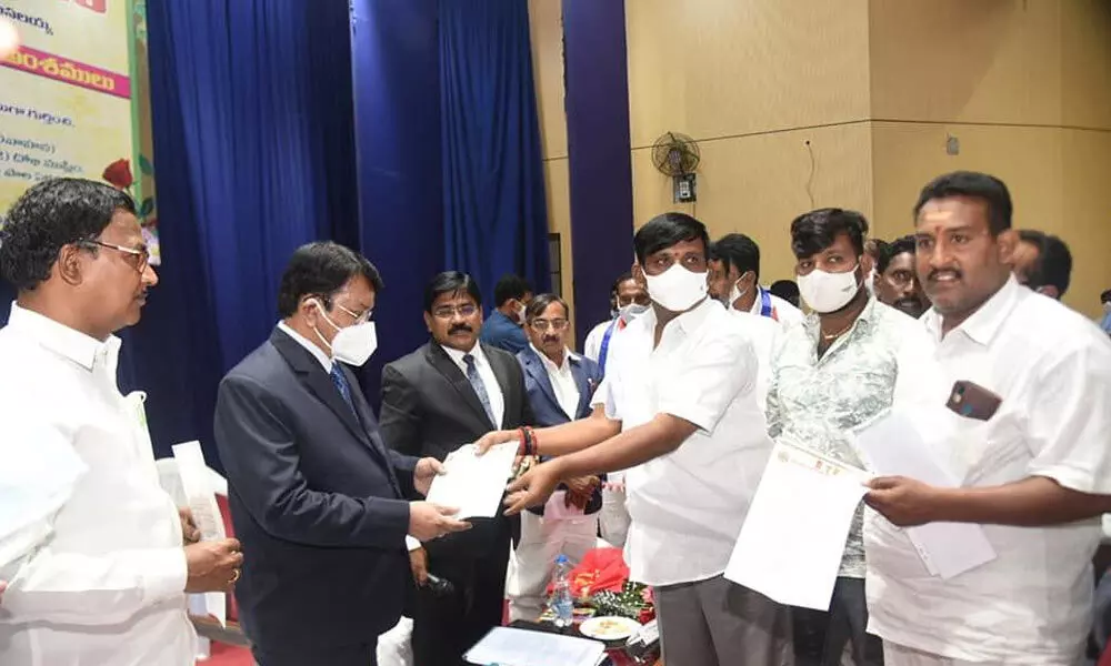 BC Commission chairperson Justice A Sankarnarayana receiving representations from people in Tirupati on Monday