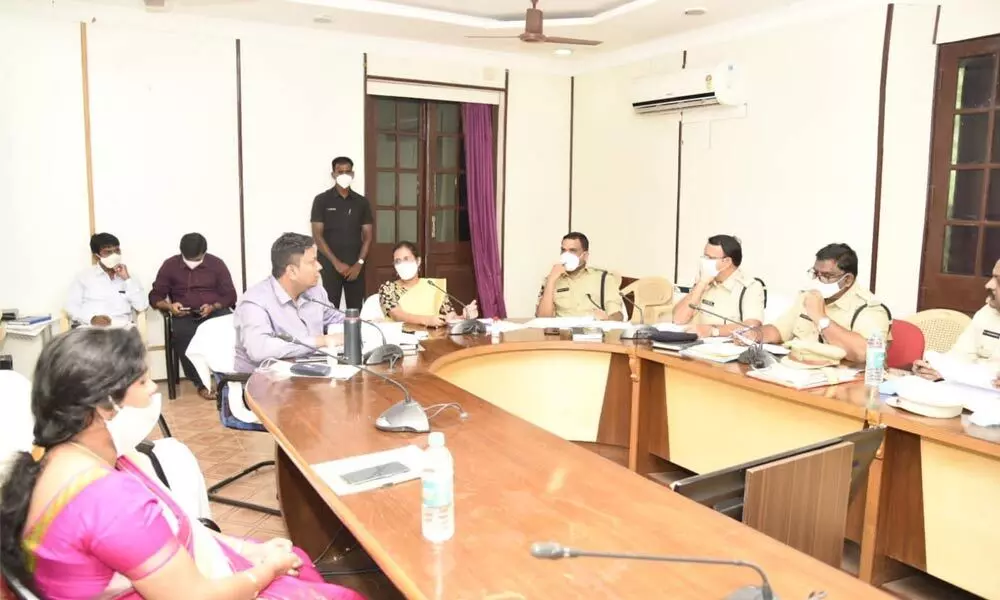 District Collector Nagalakshmi Selvarajan addressing a meeting of excise and GST officials in Anantapur on Monday