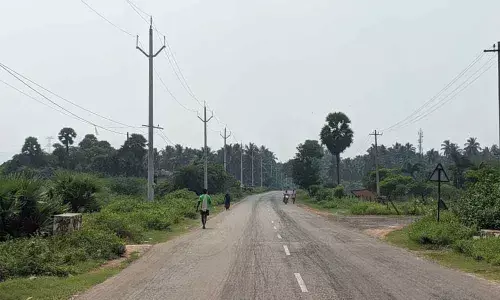 A view of a lane at Anakapalle with recently installed spun poles