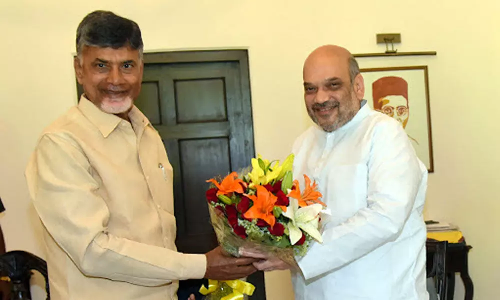 N Chandrababu Naidu and Union Home Minister Amit Shah