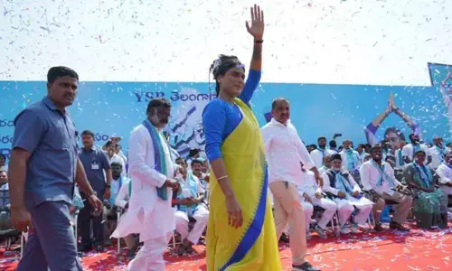 YSR Telangana party chief YS Sharmila on Wednesday launched her padayatra Praja Prasthanam from Chevella