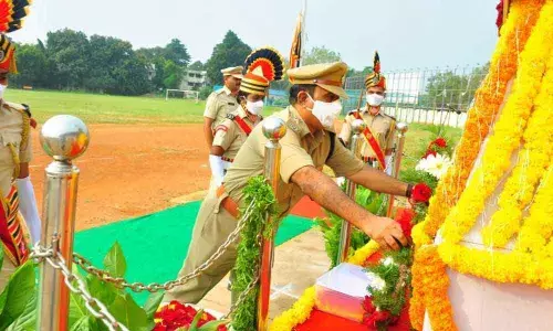 RPF officials paying tributes to martyrs in Vijayawada on Thursday