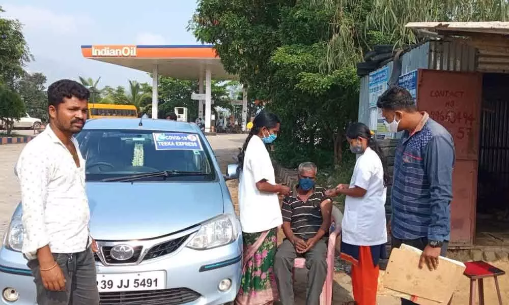 ‘Tika Express’ team vaccinating a villager in Chittoor district.