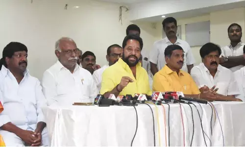 Former Minister and senior TDP leader N Amaranatha Reddy addressing the media in Tirupati on Sunday
