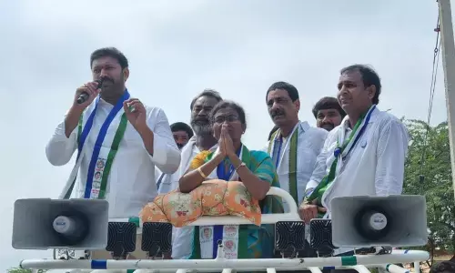 Kadapa MP Y S Avinash Reddy addressing an election rally in Badvel Assembly constituency on Sunday