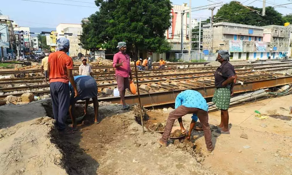 Works in progress at Rayalacheruvu railway gate