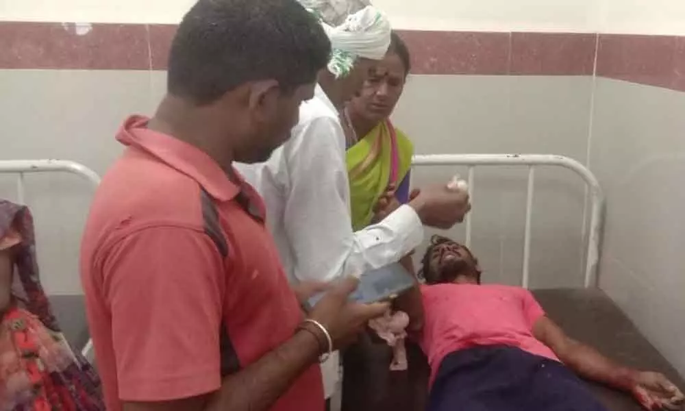Victim undergoing treatment at a hospital