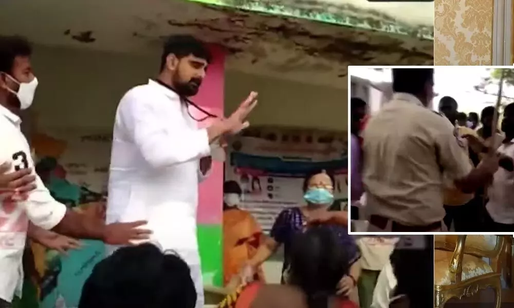 Kaushik Reddy stopped by BJP activists in Huzurabad terming him as non-local