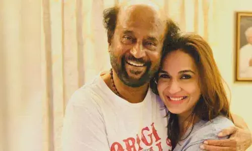 Tamil film superstar Rajinikanth on Monday launched his daughter Soundaryas voice-based social media platform - Hoote