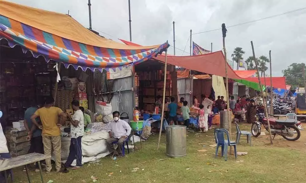 Diwali stalls at Mc Lauren High School grounds in Kakinada on Tuesday