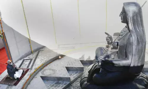 Prime Minister Narendra Modi prays at the statue of Adi Shankaracharya at Kedarnath temple in Uttarakhand on Friday