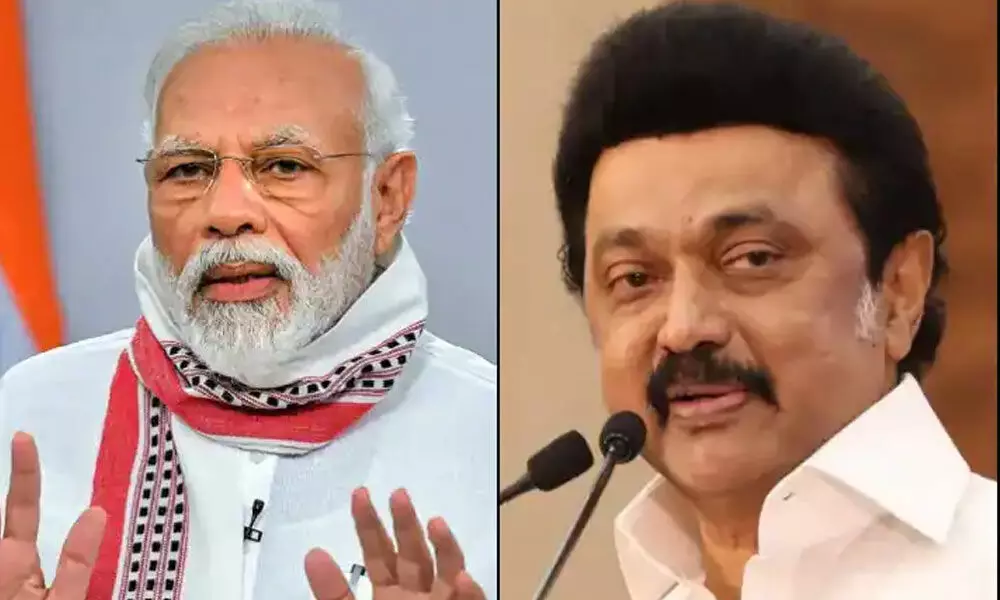 Prime Minister Narendra Modi and Tamil Nadu Chief Minister MK Stalin