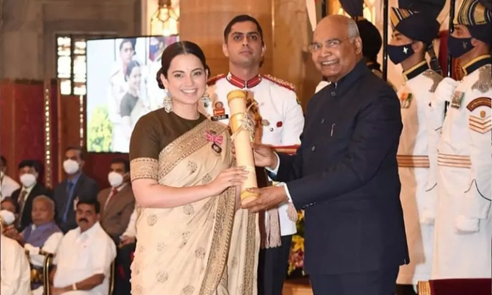 Kangana Ranaut received the 4th highest Civilian award Padmashri