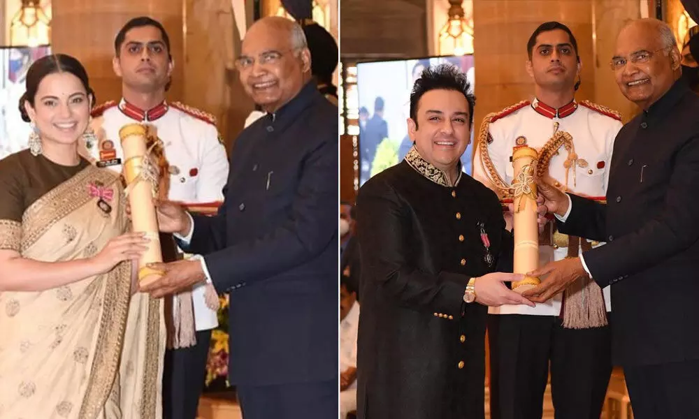 Kangana Ranaut and Adnan Sami received prestigious Padma Awards today in Delhi!