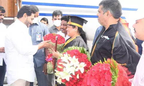 Warm welcome accorded to Chief Minister Jagan Mohan Reddy