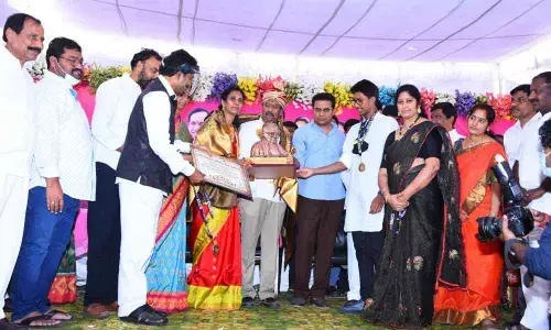 MAUD Minister KT Rama Rao at the inauguration of ZPHS in Bibipet on Tuesday