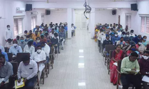 Principals of Tribal Welfare Ashram Schools taking part in a meeting with the ITDA PO in Visakhapatnam on Tuesday