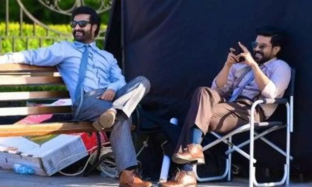 Ram Charan, Jr NTRs exclusive pic from ‘RRR’ sets goes viral