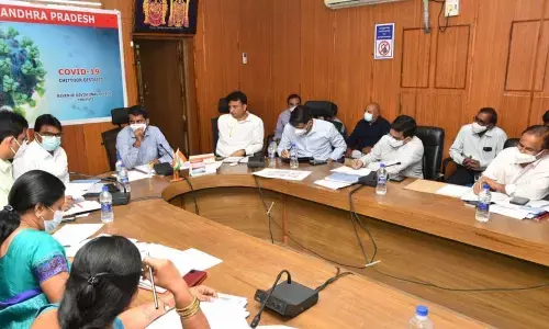Chittoor district collector M Hari Narayanan reviewing the arrangements for the Southern Zonal Council Meeting in Tirupati on Wednesday. Tirupati Municipal commissioner P S Girisha, joint collector Raja Babu and others are also seen.