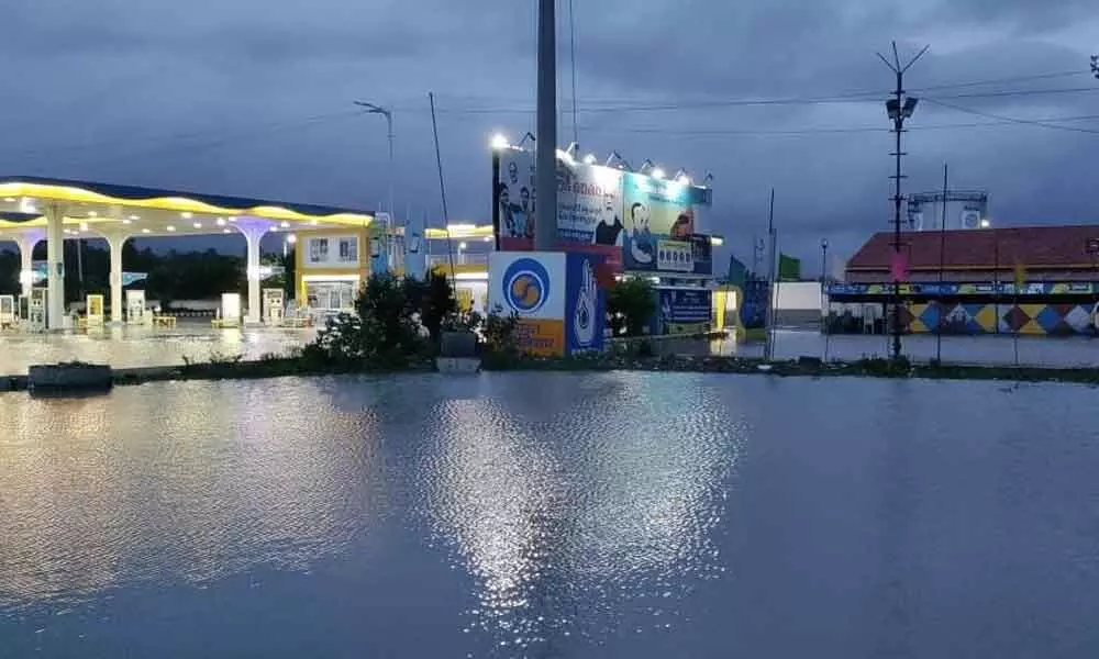 The flooded national highway at Tada in Nellore district