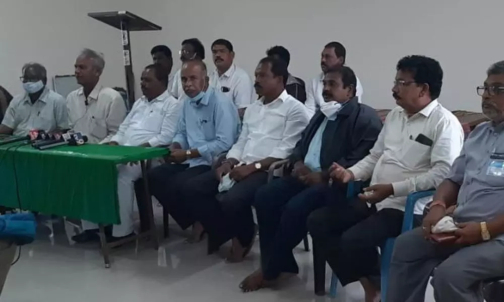 Representatives of Visakha Ukku Parirakshana Porata Committee discussing an action plan to intensify Ukku stir in Visakhapatnam on Friday