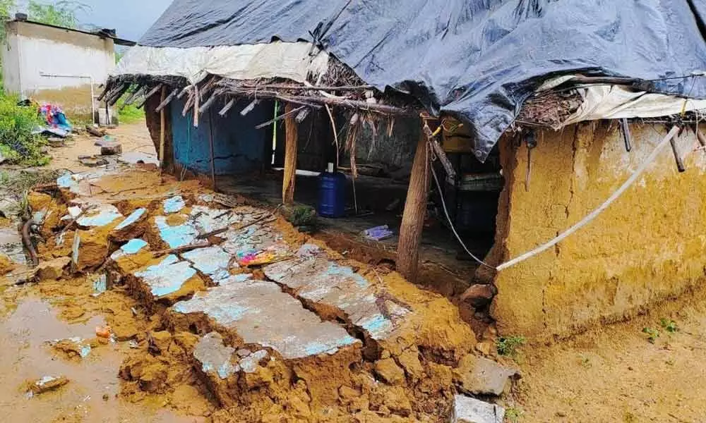A house collapsed due to rain at Nagari constituency on Friday.