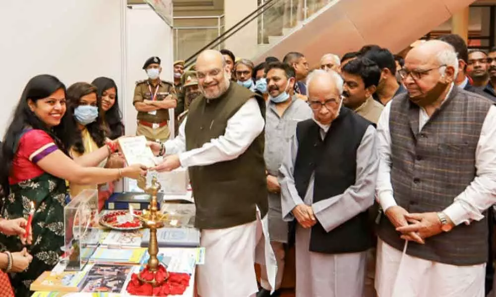 Union Home and Cooperation Minister Amit Shah at the inauguration of the two-day All India Official Language Conference, in Varanasi on Saturday