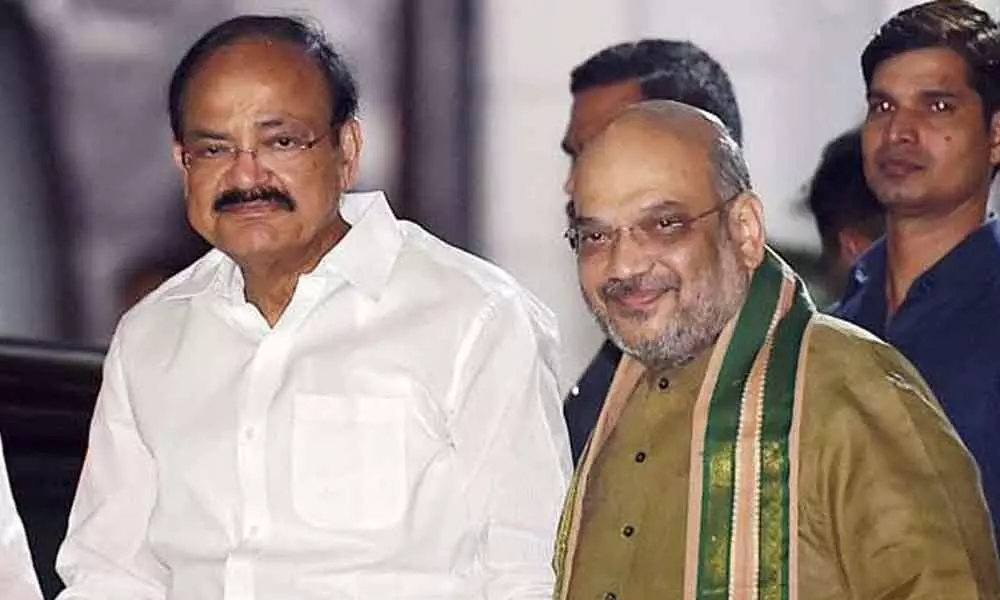 Amit Shah along with vice President Venkaiah Naidu (File Pic)
