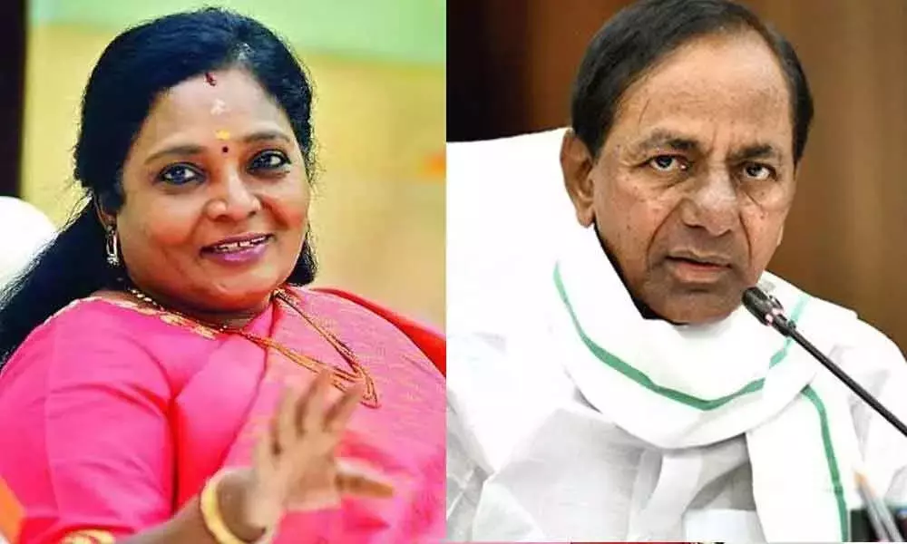 Governor Dr Tamilisai Soundararajan and Chief Miniter K Chandrasekhar Rao