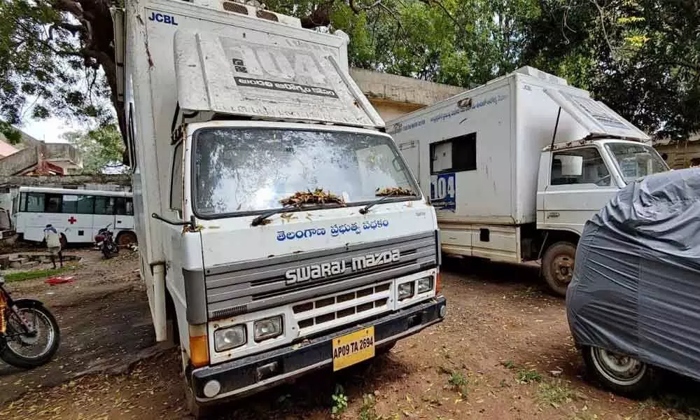 The 104 vehicles were got repaired and stopped at the Bhadrachalam Area Hospital