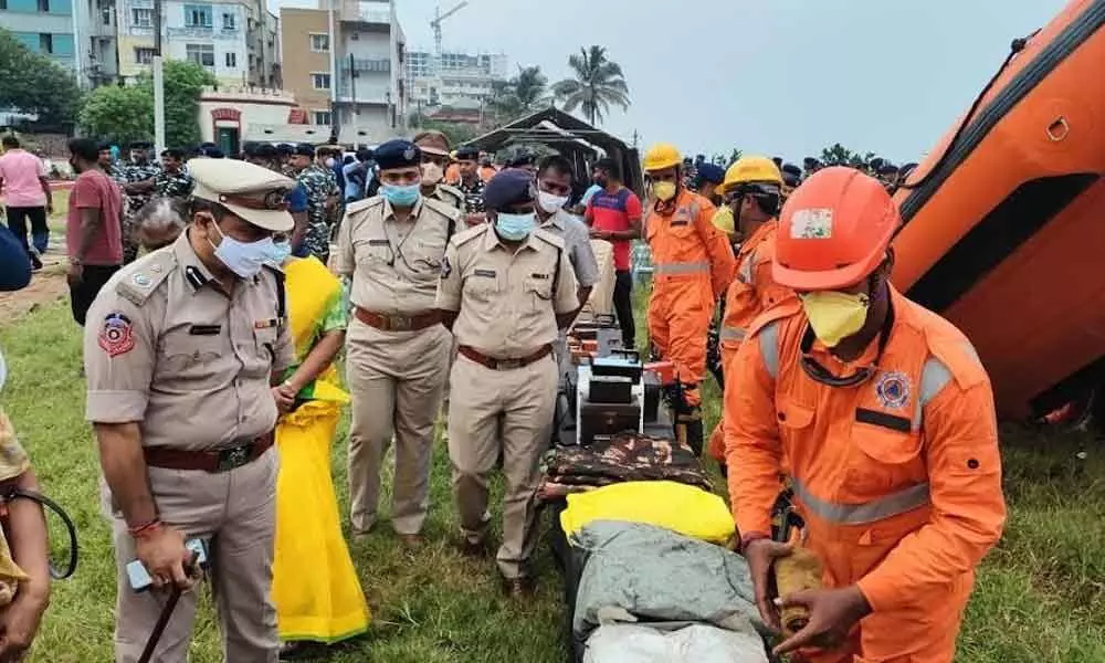 Mock exercise carried out by the NDRF in Visakhapatnam on Thursday