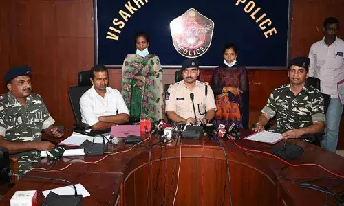 Superintendent of Police B Krishna Rao briefing the media in Visakhapatnam on Thursday