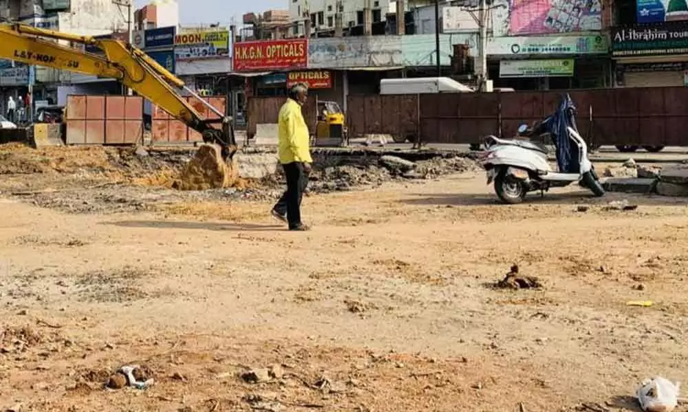 Slow pace of Chandrayangutta  flyover works irks commuters