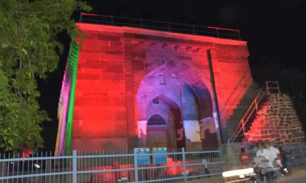 File Pics taken during the trial run of facade lighting in August 2019 - Kush Mahal, Shivalayam (right)