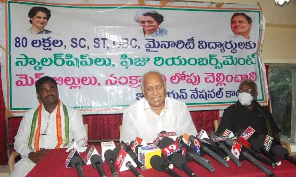 Congress Working Committee special invitee Chinta Mohan addressing the media in Visakhapatnam on Saturday
