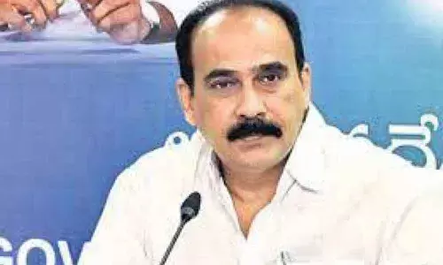 Minister Balineni Srinivasa Reddy speaking to the media in Ongole on Saturday