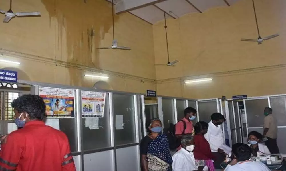 Docs, staff in the grip of fear as hospital ceiling leaks in Mysuru