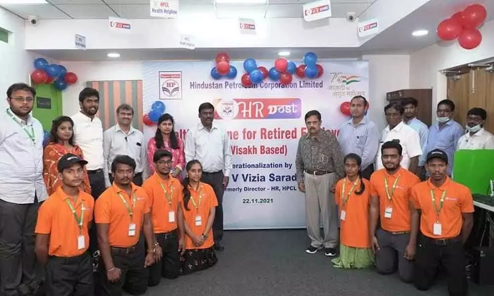 GM (HR) K Nagesh and others at the launch of the ‘HP HR Dost’ programme in Visakhapatnam on Monday