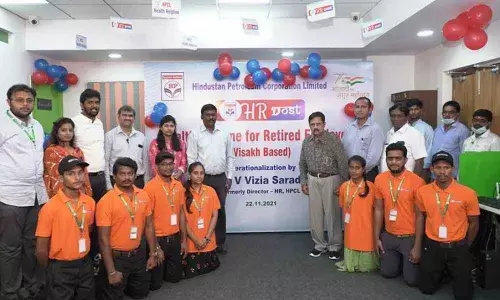 GM (HR) K Nagesh and others at the launch of the ‘HP HR Dost’ programme in Visakhapatnam on Monday