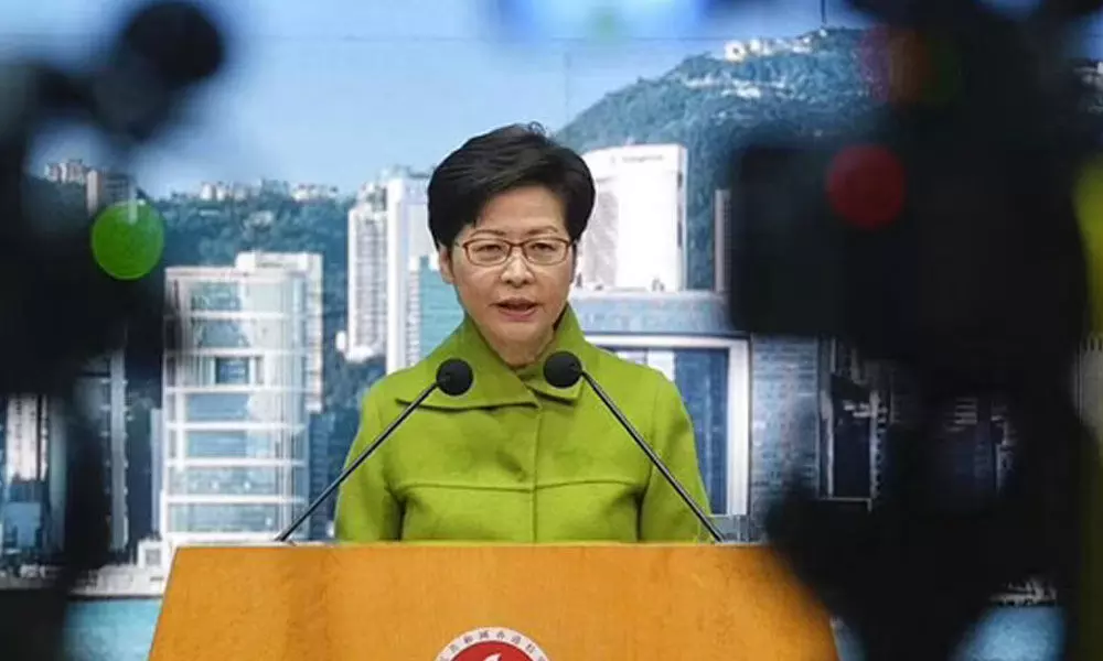 Hong Kong Chief Executive Carrie Lam speaks during a press conference in Hong Kong. (Photo | AP)