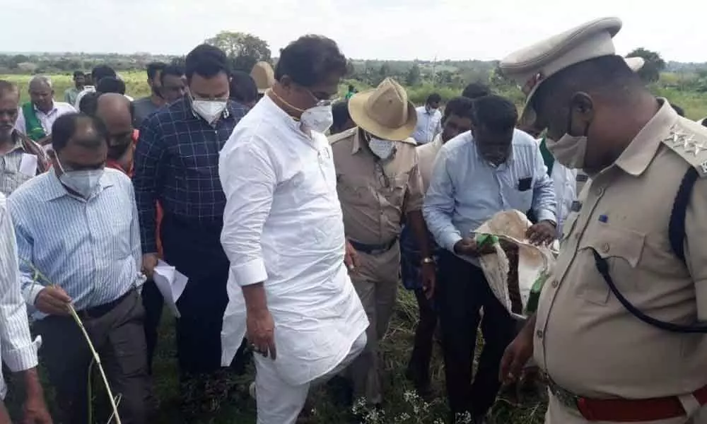 Revenue Minister inspects crop loss in Hassan district on Thursday