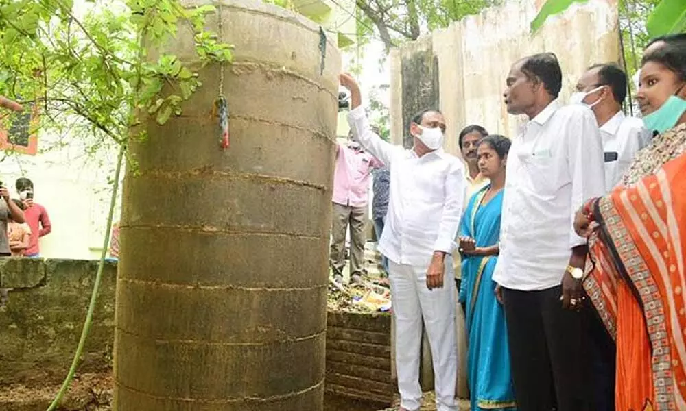 A 25 feet water tank comes out from the ground in Tirupati
